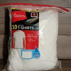 Hanes 10 Pack White Crew Neck T-shirts Size Small 34"-36" Brand New Sealed
